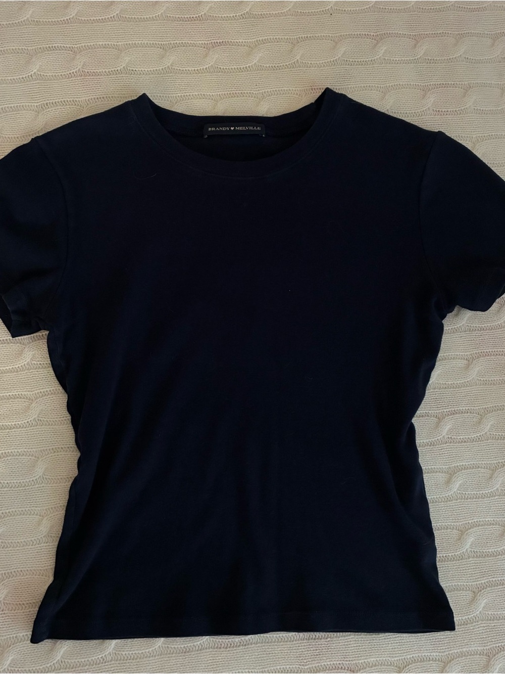 Brandy Melville Navy Short Sleeve Crew Tee